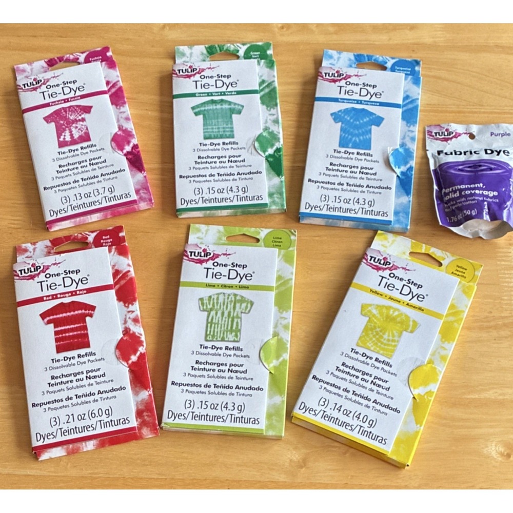 Tulip One-Step Tie-Dye Refills Fabric Dye Powder Assorted Colors for Tie-Dye X 7